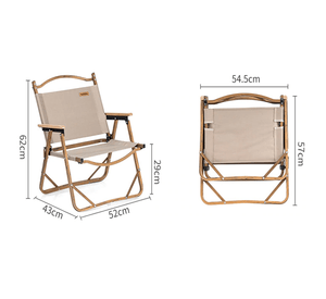 Glamping Lightweight Wooden Grain Aluminum Foldable Camping Chair - Khaki (MW02)-Novaprosports